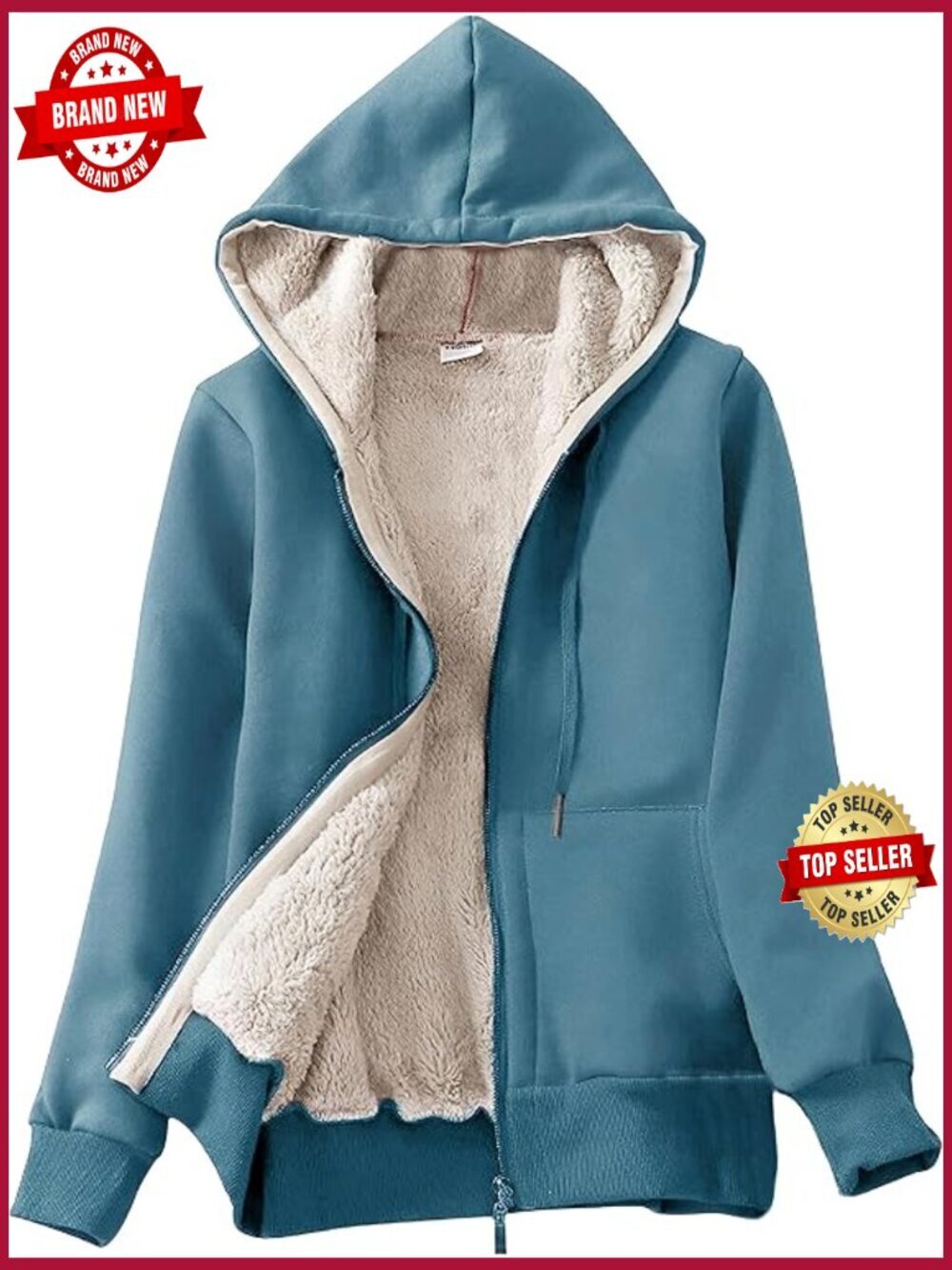 Women's Casual Full Zip Up Sherpa Lined Hoodie Sweatshirt Jacket Coat